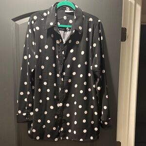 Susan Graver Black and White Polka Dot Blouse